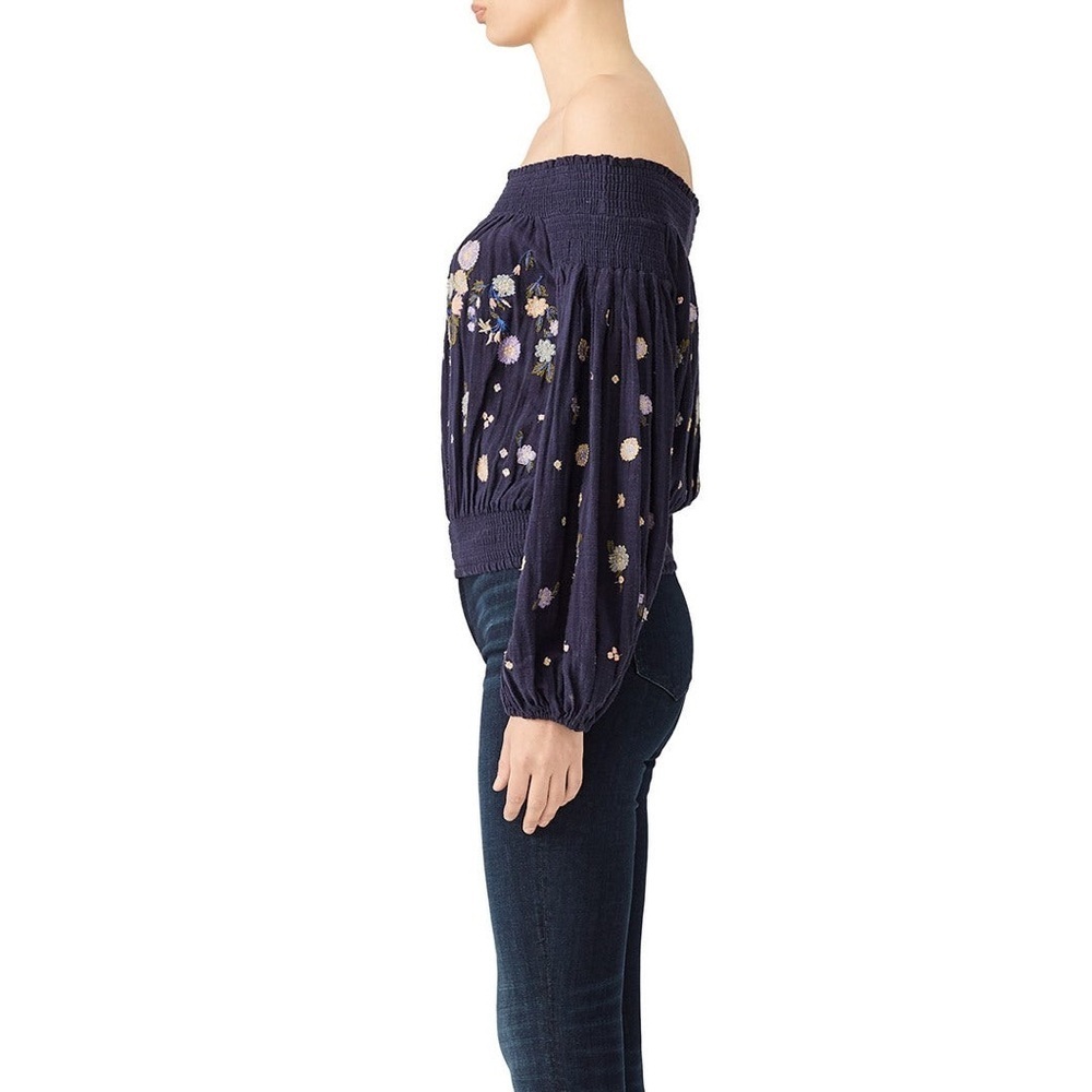 FREE PEOPLE Navy Saachi Smocked Top (101) - Picture 4 of 8